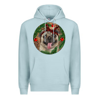 Blue Mist Christmas Pug With Leopard Premium Hoodie - RanaPortraitStore