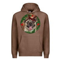Chestnut Christmas Pug With Leopard Premium Hoodie - RanaPortraitStore