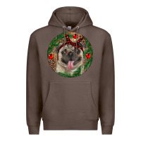 Coffee Christmas Pug With Leopard Premium Hoodie - RanaPortraitStore