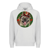 Dove Grey Christmas Pug With Leopard Premium Hoodie - RanaPortraitStore