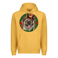 Mustard Christmas Pug With Leopard Premium Hoodie - RanaPortraitStore