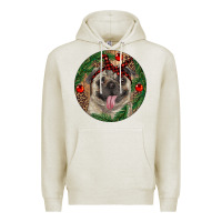 Oatmeal Heather Christmas Pug With Leopard Premium Hoodie - RanaPortraitStore