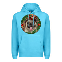 Ocean Blue Christmas Pug With Leopard Premium Hoodie - RanaPortraitStore