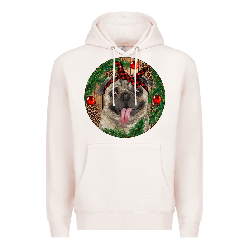 Christmas Pug With Leopard Premium Hoodie by RanaPortraitStore | Teevron