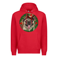 Red Christmas Pug With Leopard Premium Hoodie - RanaPortraitStore
