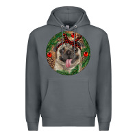 Rock Christmas Pug With Leopard Premium Hoodie - RanaPortraitStore