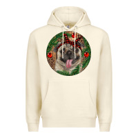 Sandshell Christmas Pug With Leopard Premium Hoodie - RanaPortraitStore