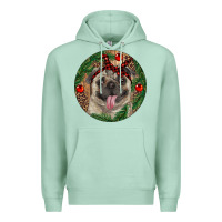 Seafoam Christmas Pug With Leopard Premium Hoodie - RanaPortraitStore