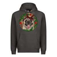 Smoke Christmas Pug With Leopard Premium Hoodie - RanaPortraitStore