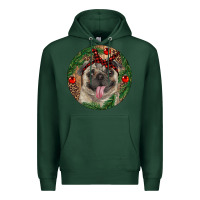 Sports Green Christmas Pug With Leopard Premium Hoodie - RanaPortraitStore
