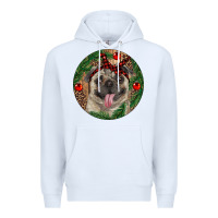 White Christmas Pug With Leopard Premium Hoodie - RanaPortraitStore