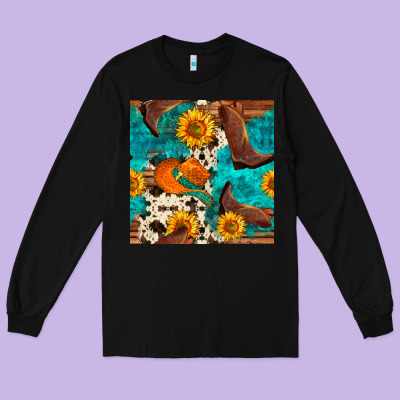 Cowboy Boots And Hat Seamless Pattern Long Sleeve Tee Designed By Bundleandbundleshop