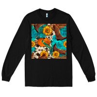 Black cowboy boots and hat seamless pattern Long Sleeve Tee - BundleAndBundleShop