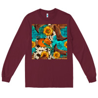 Burgundy cowboy boots and hat seamless pattern Long Sleeve Tee - BundleAndBundleShop