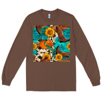 Chestnut cowboy boots and hat seamless pattern Long Sleeve Tee - BundleAndBundleShop