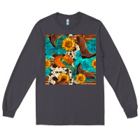 Smoke cowboy boots and hat seamless pattern Long Sleeve Tee - BundleAndBundleShop