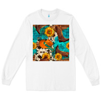 White cowboy boots and hat seamless pattern Long Sleeve Tee - BundleAndBundleShop