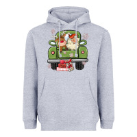 Heather Grey christmas santa and reindeer truck Heavyweight Hoodie - MaliasSmallBusiness