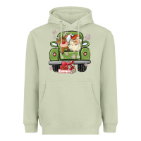 Matcha christmas santa and reindeer truck Heavyweight Hoodie - MaliasSmallBusiness