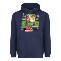 Navy christmas santa and reindeer truck Heavyweight Hoodie - MaliasSmallBusiness