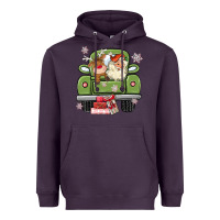 Plum christmas santa and reindeer truck Heavyweight Hoodie - MaliasSmallBusiness