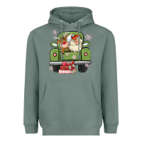 Sage christmas santa and reindeer truck Heavyweight Hoodie - MaliasSmallBusiness