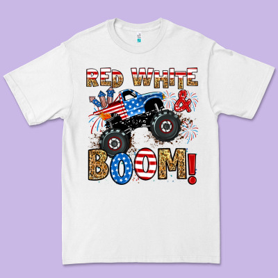 Premium Tee red white boom monster truck