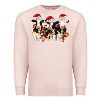 Pale Pink christmas three cows Premium Sweatshirt - MaliasSmallBusiness