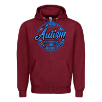 Burgundy autism awareness Zipper Hoodie - MaliasSmallBusiness