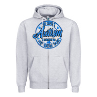 Heather Grey autism awareness Zipper Hoodie - MaliasSmallBusiness
