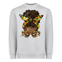 Heather Grey afro bun Heavyweight Sweatshirt - HRA Design Shop