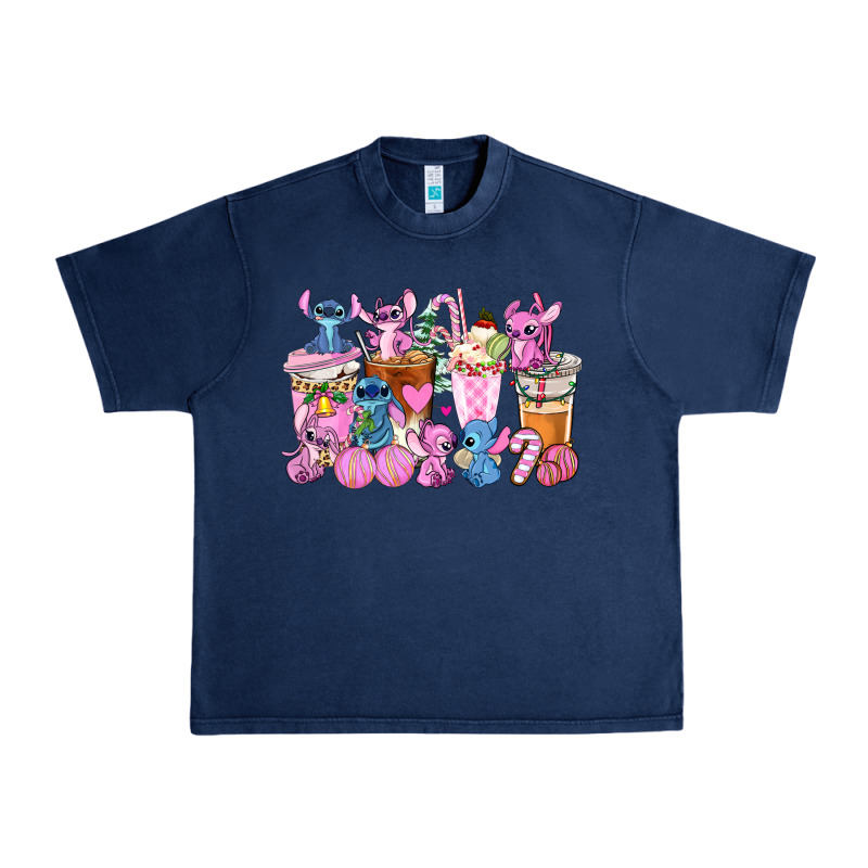 Stitch And Lilo Pink Christmas Coffee Cups Urban Heavy Tee by AdoDesignShop | Teevron