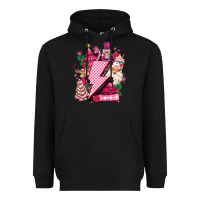 Black pink christmas lightning bolt Heavyweight Hoodie - MaliasSmallBusiness