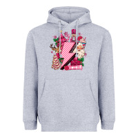 Heather Grey pink christmas lightning bolt Heavyweight Hoodie - MaliasSmallBusiness