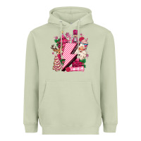 Matcha pink christmas lightning bolt Heavyweight Hoodie - MaliasSmallBusiness