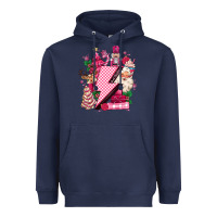 Navy pink christmas lightning bolt Heavyweight Hoodie - MaliasSmallBusiness