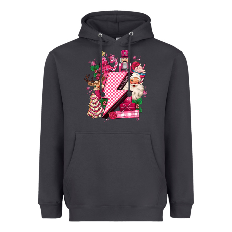 Pink Christmas Lightning Bolt Heavyweight Hoodie by MaliasSmallBusiness | Teevron