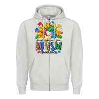 Dove Grey accept understand love awareness Zipper Hoodie - MaliasSmallBusiness