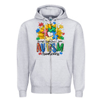Heather Grey accept understand love awareness Zipper Hoodie - MaliasSmallBusiness