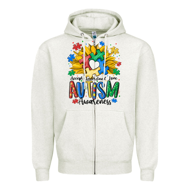 Accept Understand Love Awareness Zipper Hoodie by MaliasSmallBusiness | Teevron