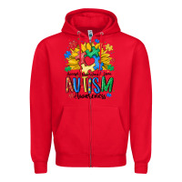 Red accept understand love awareness Zipper Hoodie - MaliasSmallBusiness