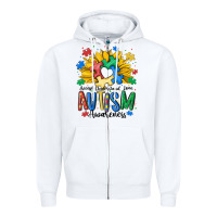 White accept understand love awareness Zipper Hoodie - MaliasSmallBusiness