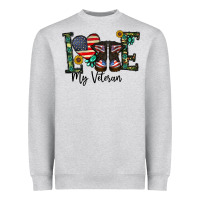 Heather Grey love my veteran Heavyweight Sweatshirt - CowhideDigitalArt