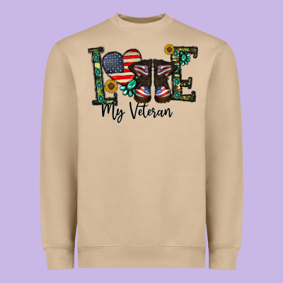 Love My Veteran Heavyweight Sweatshirt Designed By Cowhidedigitalart