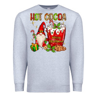 Heather Grey Christmas gnome hot cocoa Premium Sweatshirt - MaliasSmallBusiness