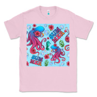 Bubblegum Pink summer and octopus seamless pattern Classic Tee - BundleAndBundleShop
