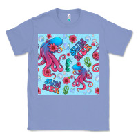 Colony Blue summer and octopus seamless pattern Classic Tee - BundleAndBundleShop