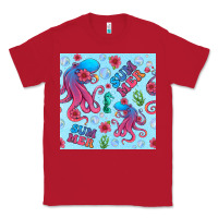 Red summer and octopus seamless pattern Classic Tee - BundleAndBundleShop