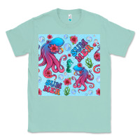 Seafoam summer and octopus seamless pattern Classic Tee - BundleAndBundleShop