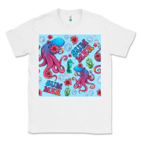 White summer and octopus seamless pattern Classic Tee - BundleAndBundleShop